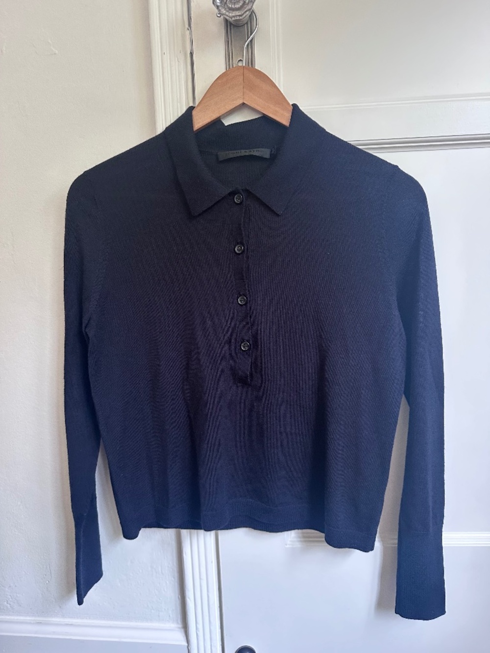 Jenni Kayne "Grayson" Merino Wool Polo Sweater Size XS Like New Navy Blue